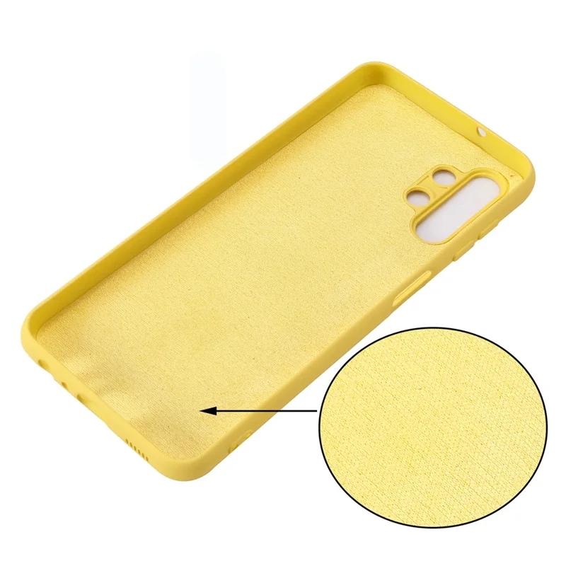 For Samsung Galaxy A13 4G Liquid Silicone Soft Microfiber Lining Anti-Shock Flexible Phone Case with Strap - Yellow