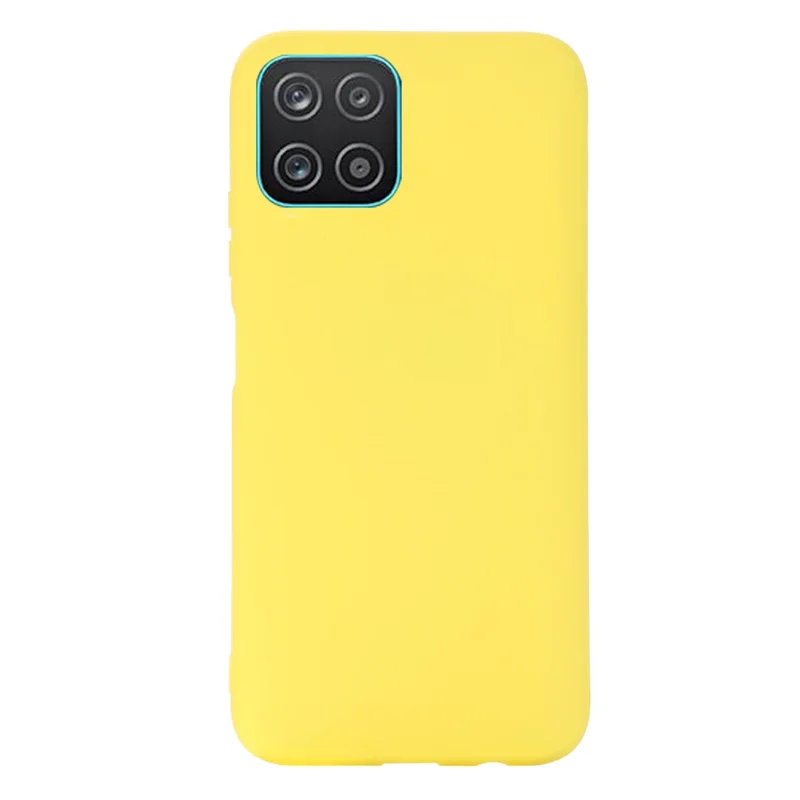 For Samsung Galaxy A03 (166.5mm) Liquid Silicone Anti-Scratch Soft Microfiber Lining Phone Cover with Strap - Yellow