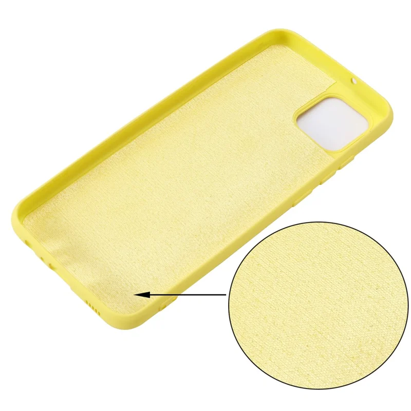 For Samsung Galaxy A03 (166.5mm) Liquid Silicone Anti-Scratch Soft Microfiber Lining Phone Cover with Strap - Yellow