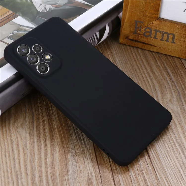 Liquid Silicone Phone Case for Samsung Galaxy A53 5G, Soft Touch Microfiber Lining Shockproof Anti-Scratch Shell with Strap - Black