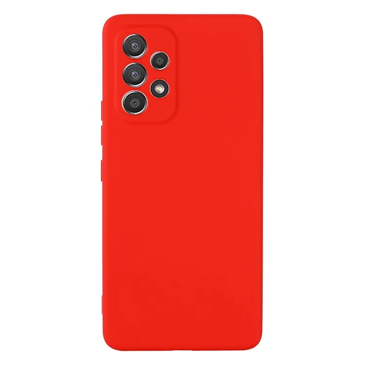 Liquid Silicone Phone Case for Samsung Galaxy A53 5G, Soft Touch Microfiber Lining Shockproof Anti-Scratch Shell with Strap - Red