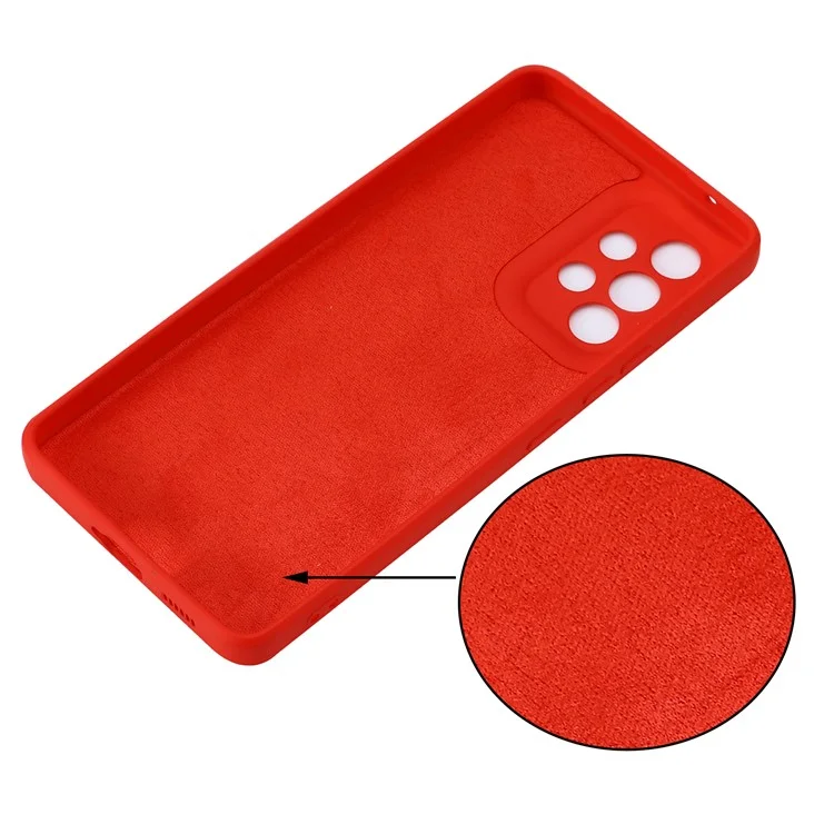 Liquid Silicone Phone Case for Samsung Galaxy A53 5G, Soft Touch Microfiber Lining Shockproof Anti-Scratch Shell with Strap - Red