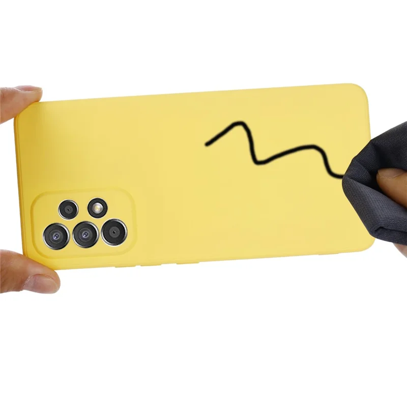 غطاء هاتف سيليكون سائل لهاتف Samsung Galaxy A53 5G، غطاء ناعم الملمس ببطانة من الألياف الدقيقة مقاوم للصدمات ومقاوم للخدوش مع حزام - أصفر