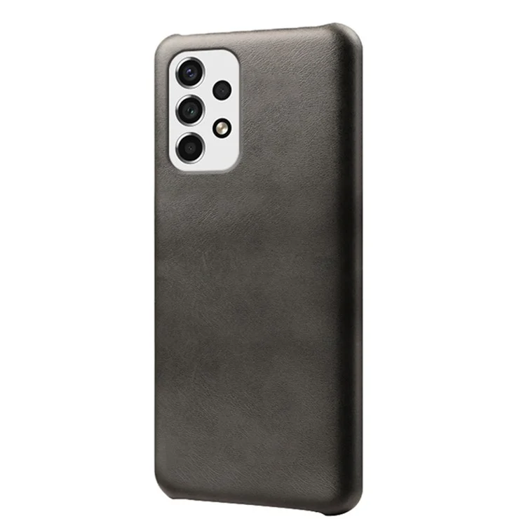 Pour Samsung Galaxy A53 5G Anti-drop Textured PU Leather Coated Hard PC Case Mobile Phone Cover - Noir