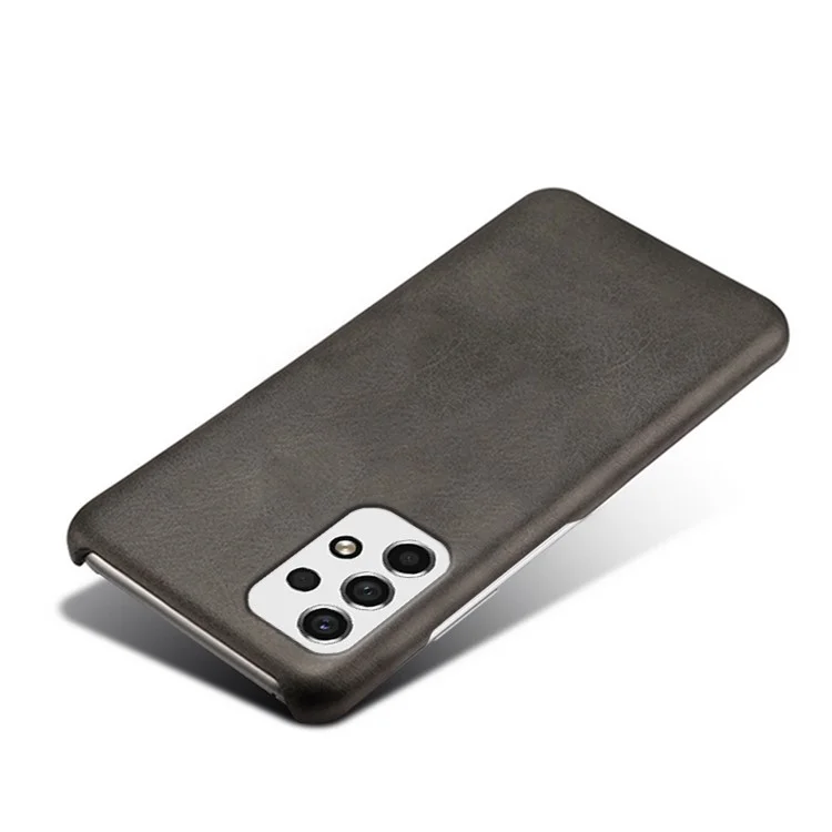 Pour Samsung Galaxy A53 5G Anti-drop Textured PU Leather Coated Hard PC Case Mobile Phone Cover - Noir