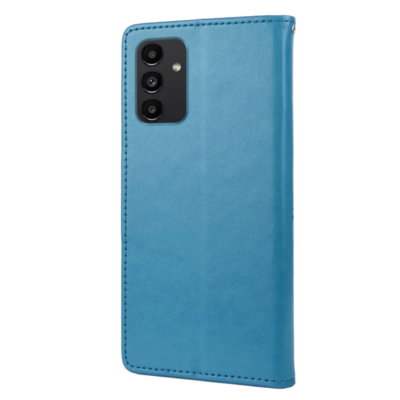 For Samsung Galaxy A13 4G Anti-scratch Stylish Imprint Butterflies Leather Phone Case Practical Wallet Stand Covering - Blue