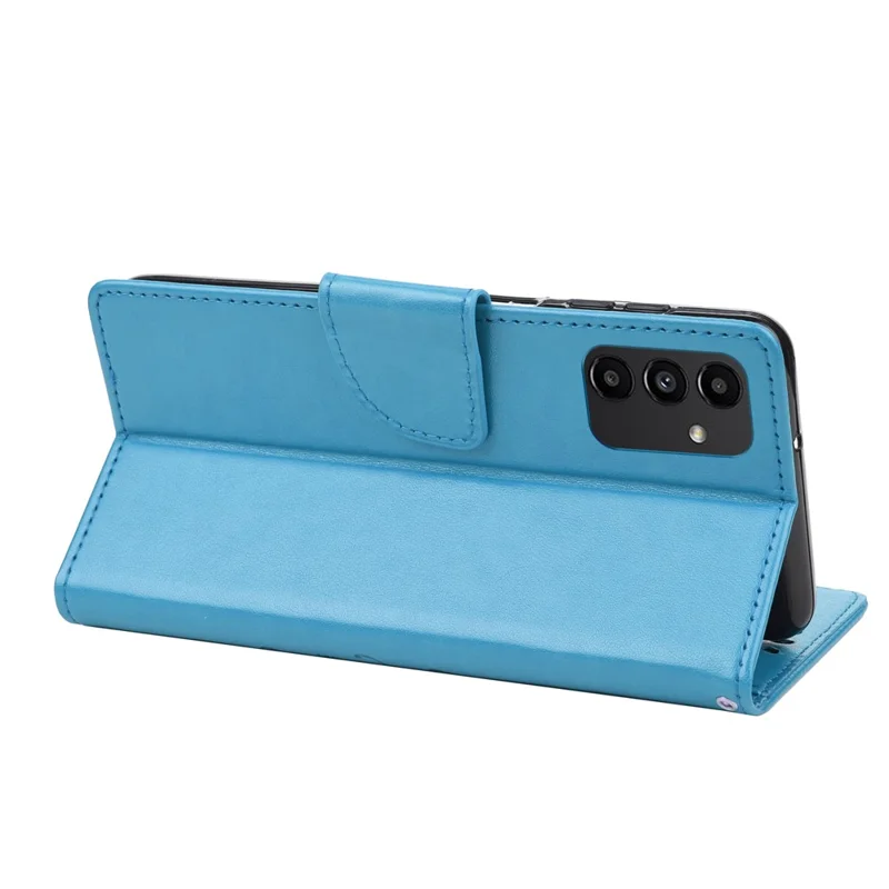 For Samsung Galaxy A13 4G Anti-scratch Stylish Imprint Butterflies Leather Phone Case Practical Wallet Stand Covering - Blue