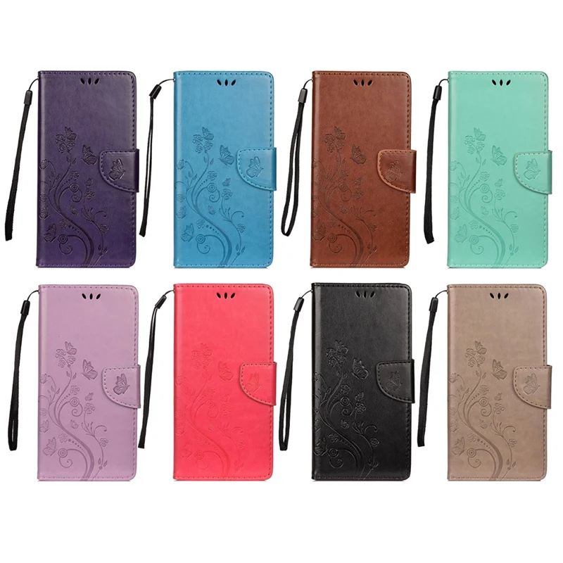 For Samsung Galaxy A13 4G Anti-scratch Stylish Imprint Butterflies Leather Phone Case Practical Wallet Stand Covering - Blue