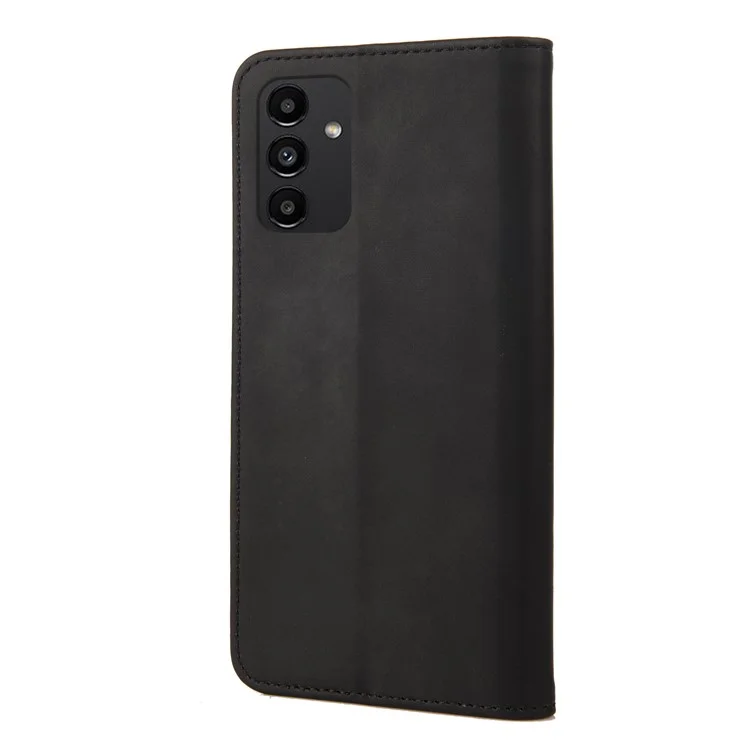 For Samsung Galaxy A13 4G Shockproof Splicing PU Leather Case Wallet Stand Skin-touch Phone Cover - Black