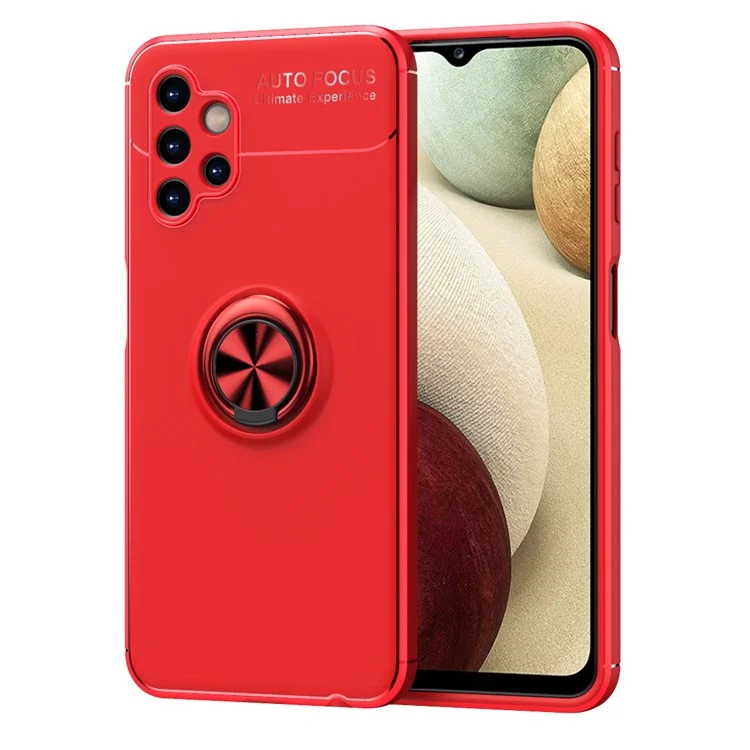 Für Samsung Galaxy A13 4G Anti-fingerabdruck Weiche Tpu-hülle Ring-kickstand-telefon Zurück - Rot