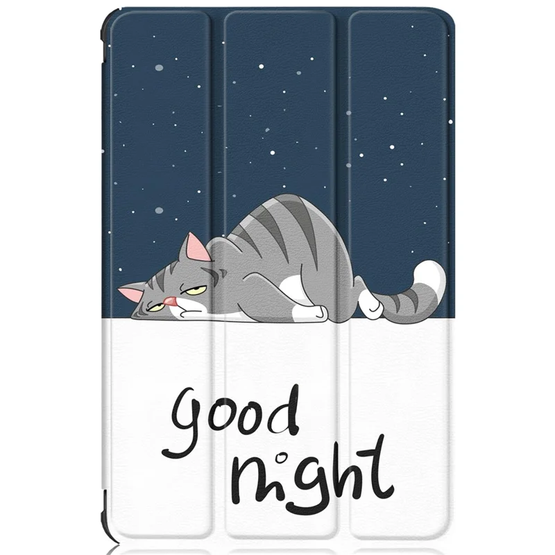 Für Samsung Galaxy Tab A8 10,5 (2021) / A8 10,5 (2022) Musterdruck Stylische Premium-Dreifach-Klappe Automatisches Ein-/Aus-Schalten PU-Leder Smart-Case – Katze