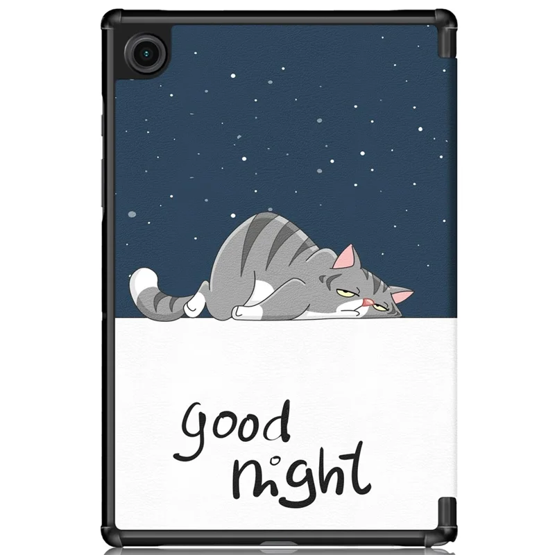 Für Samsung Galaxy Tab A8 10,5 (2021) / A8 10,5 (2022) Musterdruck Stylische Premium-Dreifach-Klappe Automatisches Ein-/Aus-Schalten PU-Leder Smart-Case – Katze