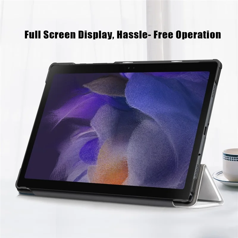 Für Samsung Galaxy Tab A8 10,5 (2021) / A8 10,5 (2022) Musterdruck Stylische Premium-Dreifach-Klappe Automatisches Ein-/Aus-Schalten PU-Leder Smart-Case – Katze