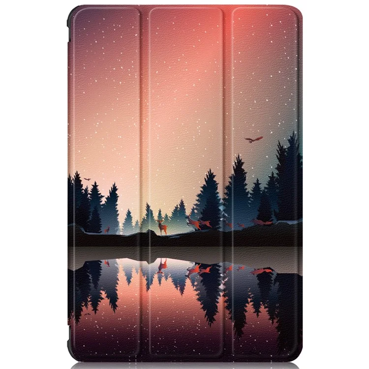 Pour Samsung Galaxy Tab A8 10.5 (2021) / A8 10.5 (2022) Impression de modèle Élégant Premium Tri-Fold Stand Auto Wake / Sleep PU Leather Smart Case - Forest