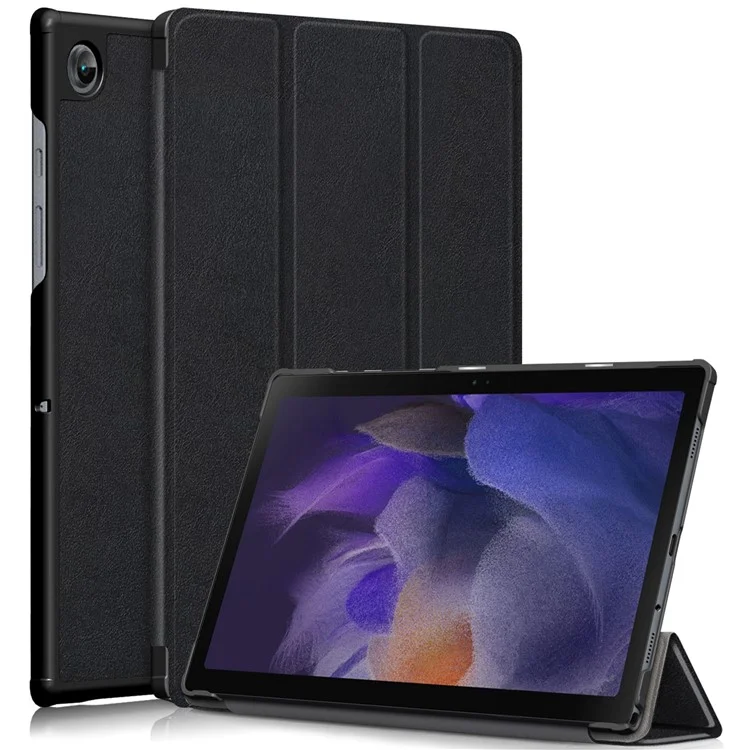 Für Samsung Galaxy Tab A8 10.5 (2021) / A8 10.5 (2022) Anti-Fall Leicht Dünne Premium Dreifach-Falten Stand Auto Wake / Sleep PU Leder Tablet Hülle Abdeckung - Schwarz