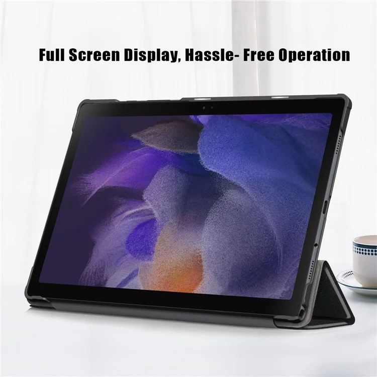 Für Samsung Galaxy Tab A8 10.5 (2021) / A8 10.5 (2022) Anti-Fall Leicht Dünne Premium Dreifach-Falten Stand Auto Wake / Sleep PU Leder Tablet Hülle Abdeckung - Schwarz