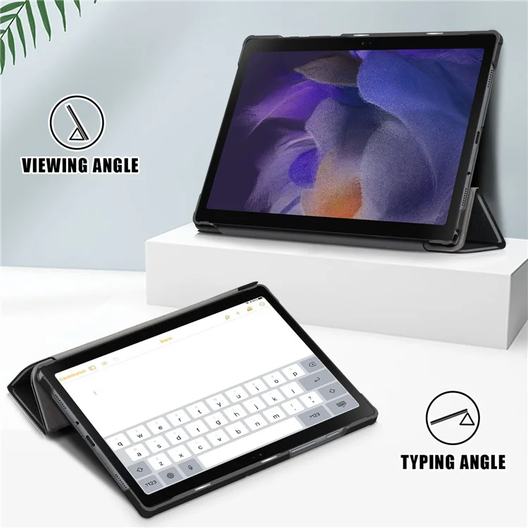Für Samsung Galaxy Tab A8 10.5 (2021) / A8 10.5 (2022) Anti-Fall Leicht Dünne Premium Dreifach-Falten Stand Auto Wake / Sleep PU Leder Tablet Hülle Abdeckung - Schwarz