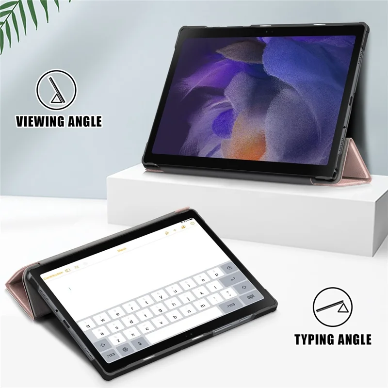 Premium-Tablet-Hülle aus PU-Leder mit Dreifach-Faltständer, stoßfest, leicht und dünn, automatische Ein-/Ausschaltung für Samsung Galaxy Tab A8 10,5 (2021) / A8 10,5 (2022) – Rosa