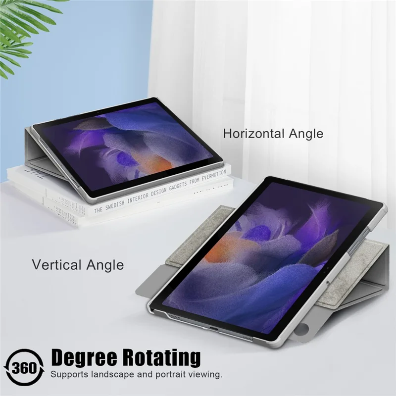 Für Samsung Galaxy Tab A8 10,5 (2021) / A8 10,5 (2022) Einfarbiges PU-Leder + PC-Tablet-Hülle mit Drehständer, Schutzhülle – Grau