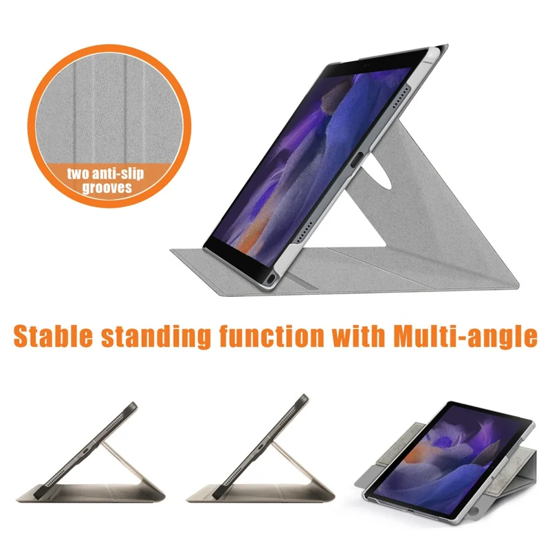 Für Samsung Galaxy Tab A8 10,5 (2021) / A8 10,5 (2022) Einfarbiges PU-Leder + PC-Tablet-Hülle mit Drehständer, Schutzhülle – Grau