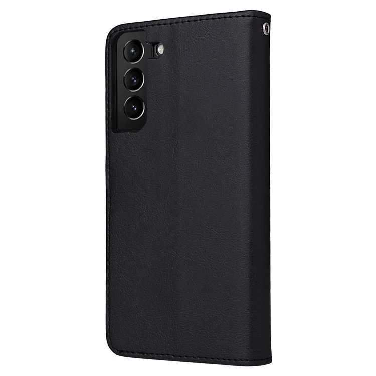Pour Samsung Galaxy S22+ 5G KT Leather Series-3 Détachable 2-en-1 Design PU Leather Stand Wallet Protective Cover Phone Case avec Sangle - Noir