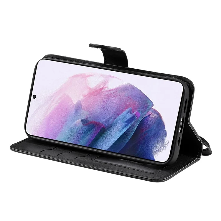 Pour Samsung Galaxy S22+ 5G KT Leather Series-3 Détachable 2-en-1 Design PU Leather Stand Wallet Protective Cover Phone Case avec Sangle - Noir