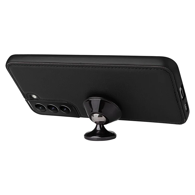 Pour Samsung Galaxy S22+ 5G KT Leather Series-3 Détachable 2-en-1 Design PU Leather Stand Wallet Protective Cover Phone Case avec Sangle - Noir
