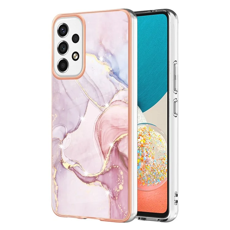 LB3 Series Electroplating IMD Back Case für Samsung Galaxy A53 5G, Marmor Ultra Slim Soft TPU Stoßfest Handyhülle - Rose Gold 005
