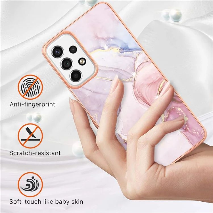 LB3 Series Electroplating IMD Back Case für Samsung Galaxy A53 5G, Marmor Ultra Slim Soft TPU Stoßfest Handyhülle - Rose Gold 005