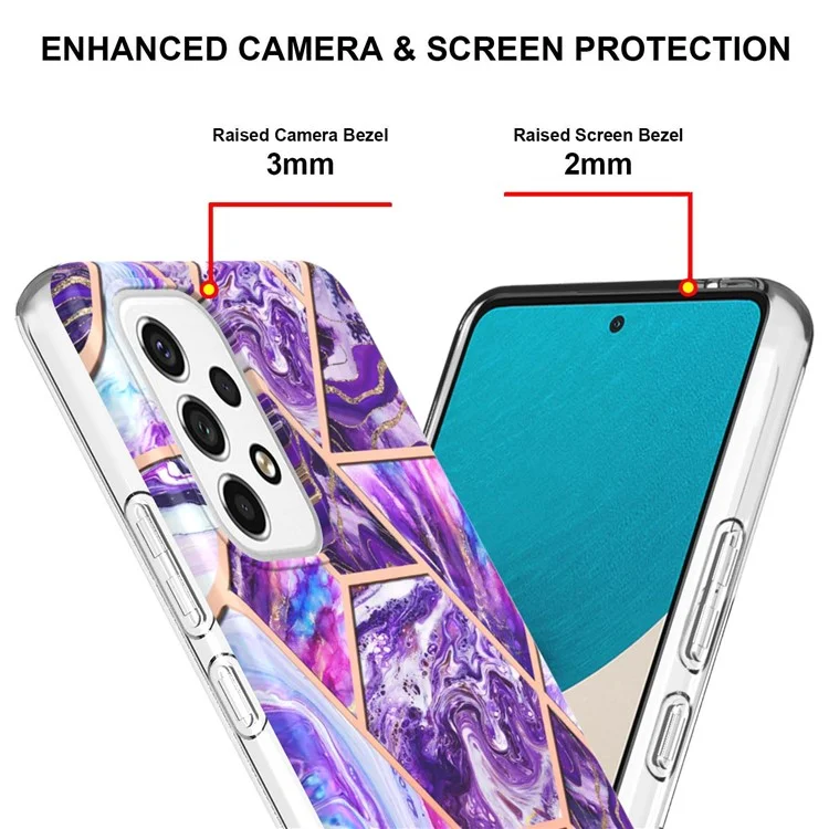 LB4 Series TPU Case for Samsung Galaxy A53 5G, IMD Marble Pattern Electroplating Shockproof Protective Bumper Back Cover - Dark Purple