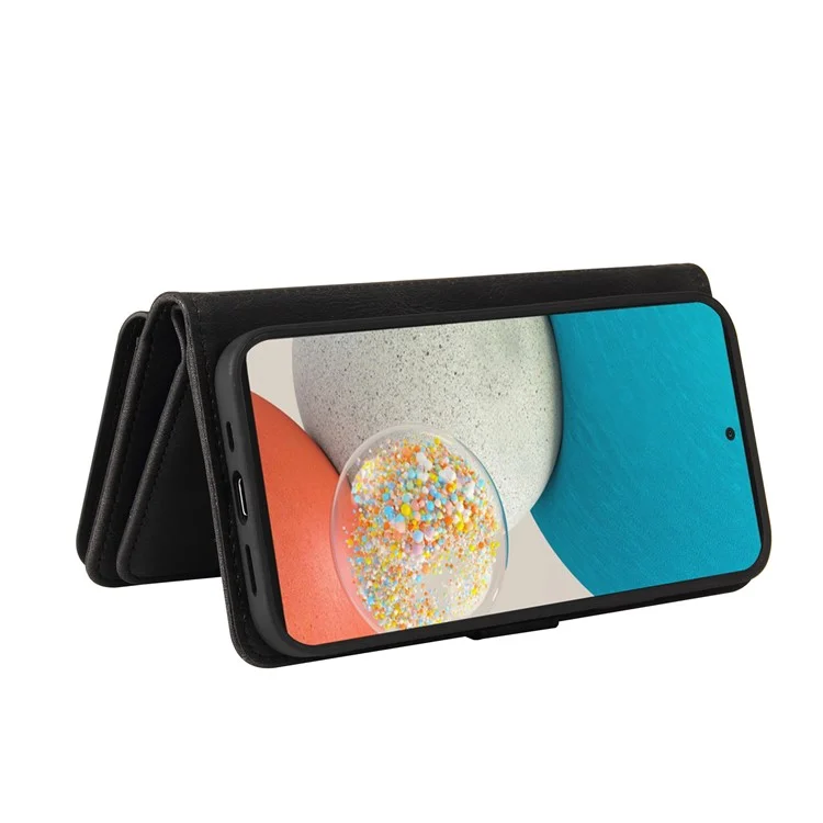 Pour Samsung Galaxy A53 5G Peau-tactile Sensation KT Multi-fonctions Série-2 Fentes pour Cartes Multiples Portefeuille en Cuir PU Pochette Téléphone Avec Support - Noir