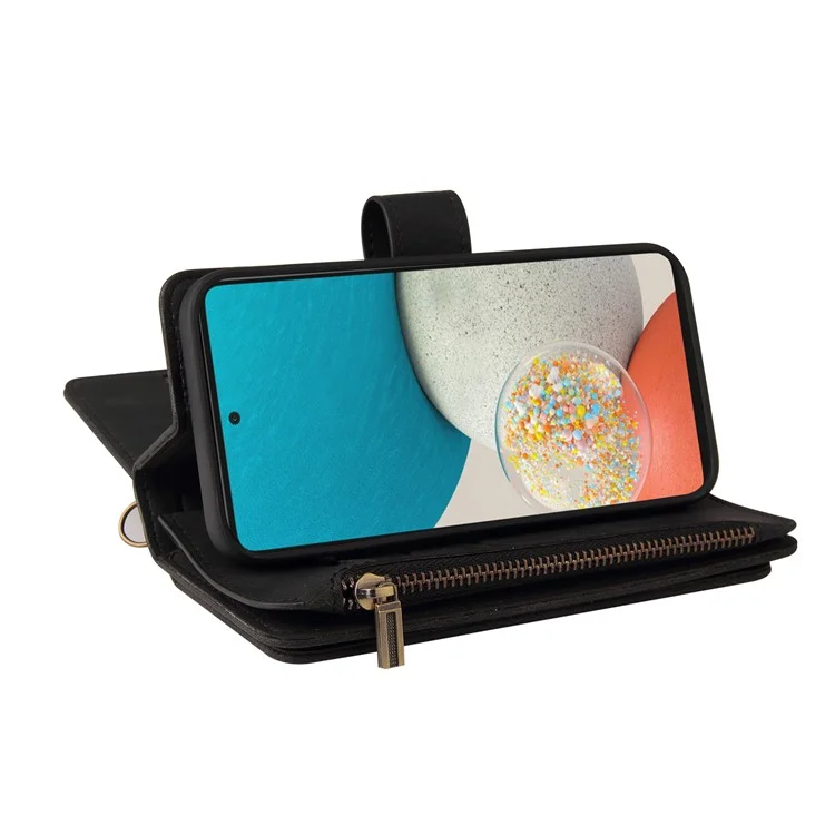 Pour Samsung Galaxy A53 5G Peau-tactile Sensation KT Multi-fonctions Série-2 Fentes pour Cartes Multiples Portefeuille en Cuir PU Pochette Téléphone Avec Support - Noir