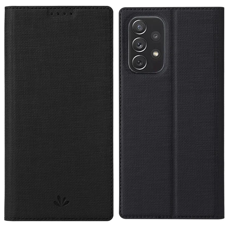 Case de Cuero de la Tarjeta de la Serie Vili DMX Para Samsung Galaxy A73 5G Folio Flip Phone Cover With Stand - Negro