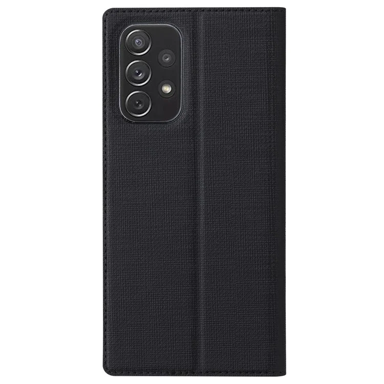 Case de Cuero de la Tarjeta de la Serie Vili DMX Para Samsung Galaxy A73 5G Folio Flip Phone Cover With Stand - Negro