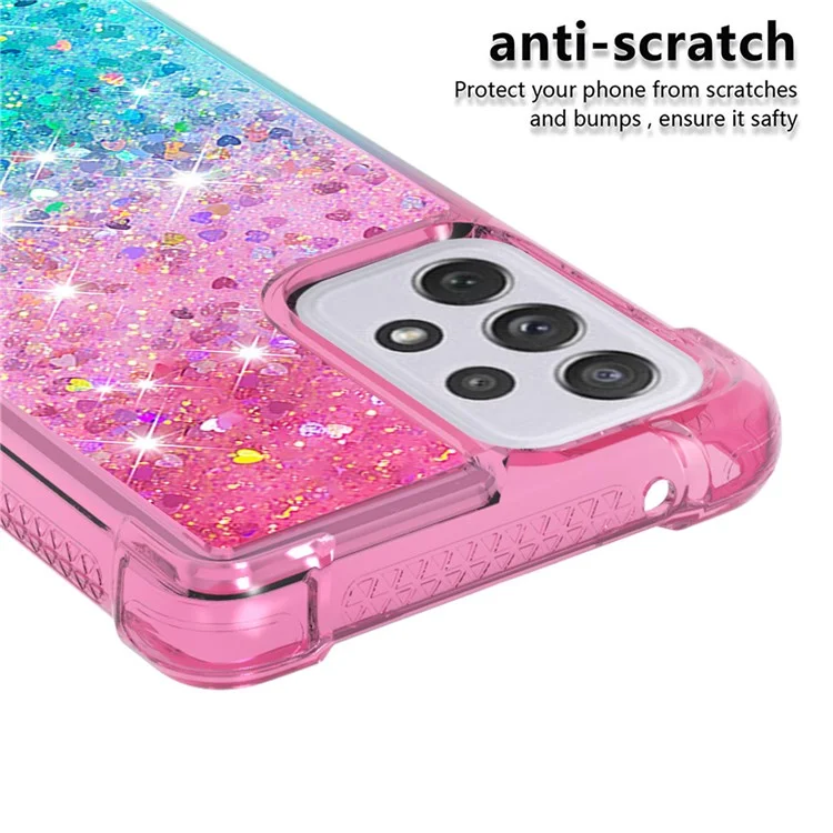 For Samsung Galaxy A73 5G LE3 Series Gradient Flowing Liquid Quicksand Protective TPU Phone Cover - Pink/Sky Blue