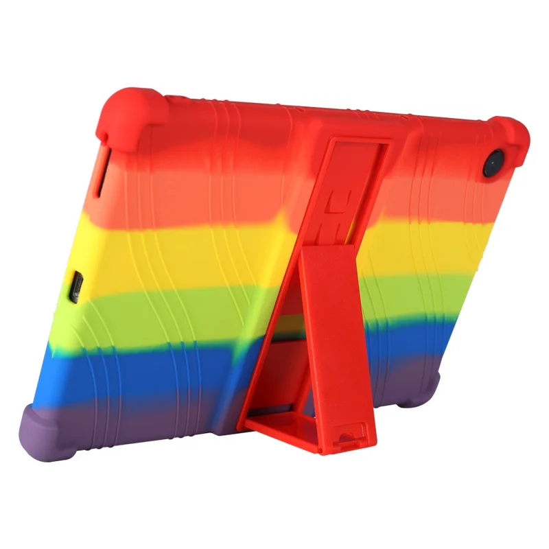 For Samsung Galaxy Tab A8 10.5 (2021) / A8 10.5 (2022) Four-corner Airbags Anti-scratch Soft Silicone Protective Tablet Case Cover with Foldable Kickstand - Multi-color