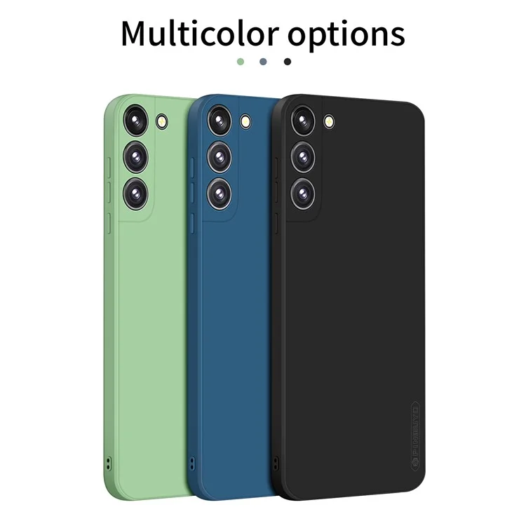 PINWUYO Silicone Phone Case for Samsung Galaxy S22 5G Precise Cutouts Fiber Flocking All-Inclusive Protective Cover with Camera Protection - Blue
