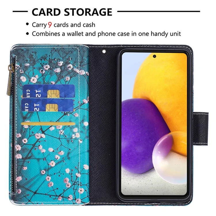 Pour Samsung Galaxy A73 5G BF03 PU Porteur Porture Préging Pullet Case Sortique de Collet - Fleur de Prune