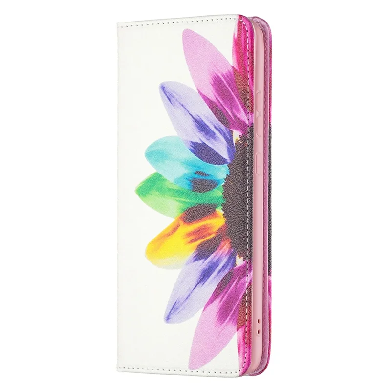 For Samsung Galaxy A33 5G Pattern Printing PU Leather Cover Stand Hidden Magnetic Adsorption Shockproof Flip Wallet Phone Case - Sunflower