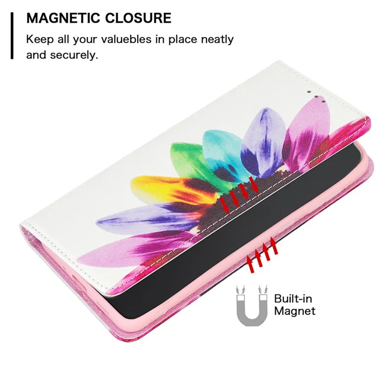For Samsung Galaxy A33 5G Pattern Printing PU Leather Cover Stand Hidden Magnetic Adsorption Shockproof Flip Wallet Phone Case - Sunflower