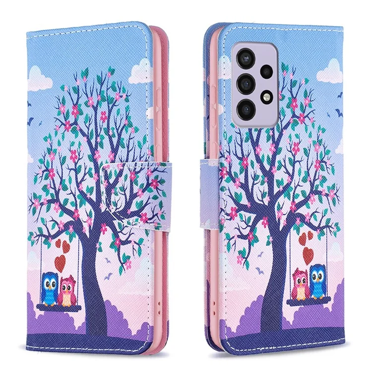 For Samsung Galaxy A33 5G Pattern Printing PU Leather Magnetic Flip Cover Stand Function Wallet Purse Case - Two Owls