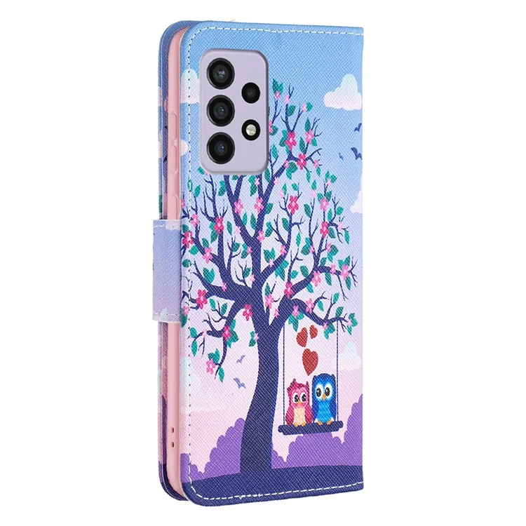 For Samsung Galaxy A33 5G Pattern Printing PU Leather Magnetic Flip Cover Stand Function Wallet Purse Case - Two Owls