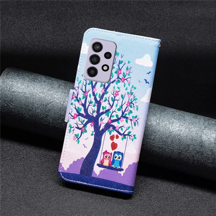 For Samsung Galaxy A33 5G Pattern Printing PU Leather Magnetic Flip Cover Stand Function Wallet Purse Case - Two Owls