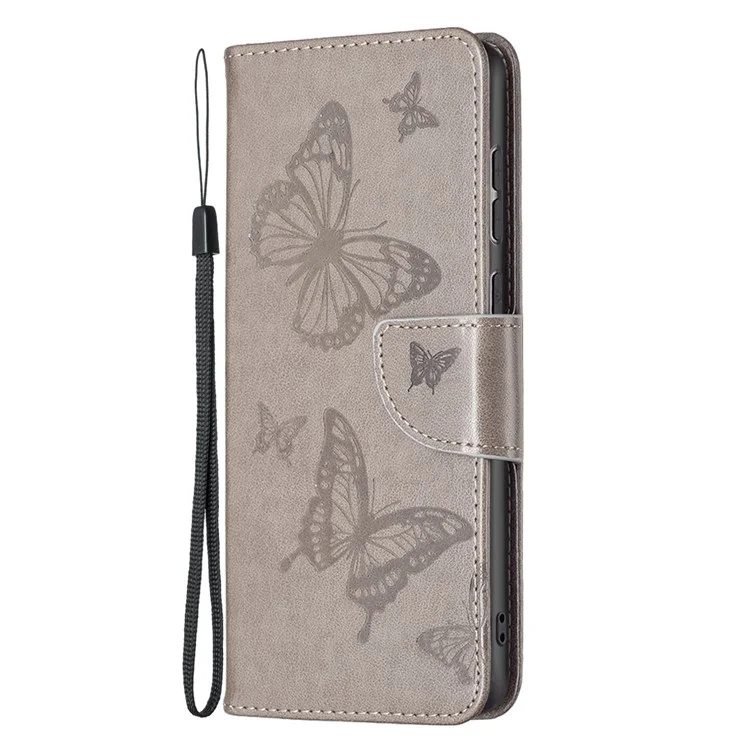 Para Samsung Galaxy A33 5G Proteção a prova de quedas Múltipla Borboleta Impresso Capa de Carteira de Couro PU Flip Folio Stand Case - Cinza