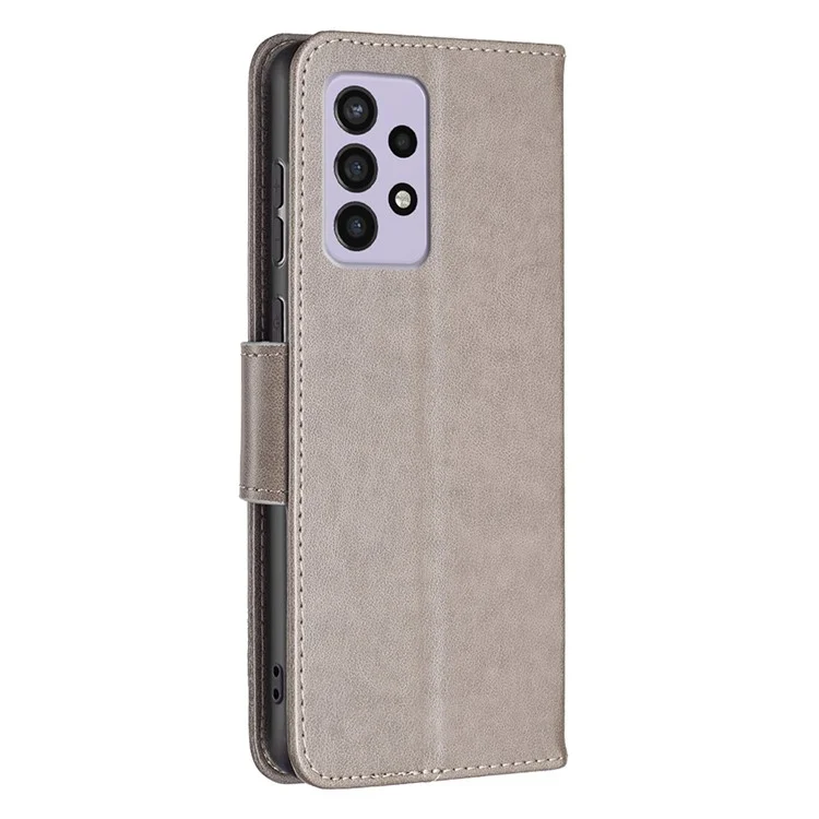 Para Samsung Galaxy A33 5G Proteção a prova de quedas Múltipla Borboleta Impresso Capa de Carteira de Couro PU Flip Folio Stand Case - Cinza
