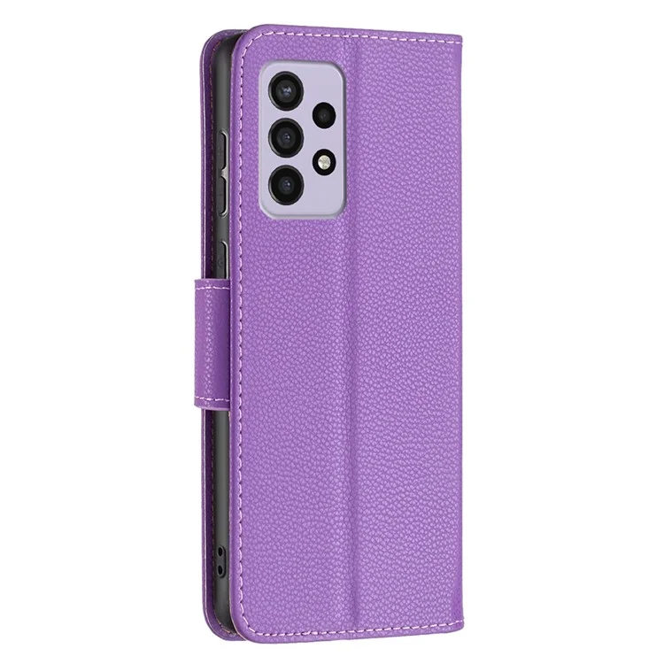 Para Samsung Galaxy A33 5G Litchi Texture PU Cuero Case Funda Color Sólido Cubierta Anti-caza Con Correa - Violeta