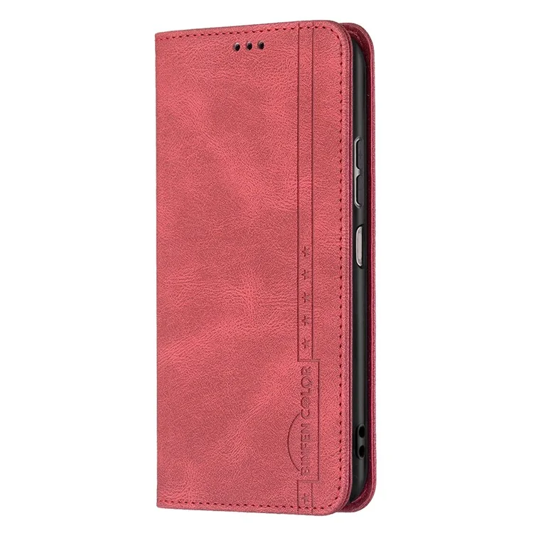 BINFEN COLOR BF08 PU Leather Flip Case for Samsung Galaxy A13 4G / A13 5G / A04 4G (164.4 x 76.3 x 9.1 mm), RFID Blocking Wallet Phone Cover - Red