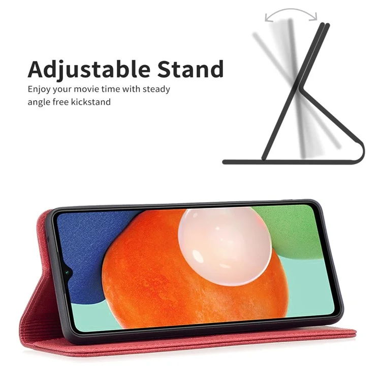 Binfen Color BF08 PU Flip Case in Pelle Per Samsung Galaxy A13 4G / A13 5G / A04 4G (164,4 x 76,3 x 9,1 Mm), Copertura Del Telefono Con Blocco RFID - Rosso