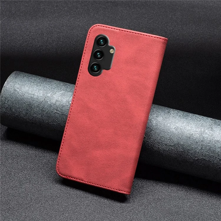 Binfen Color BF08 PU Flip Case in Pelle Per Samsung Galaxy A13 4G / A13 5G / A04 4G (164,4 x 76,3 x 9,1 Mm), Copertura Del Telefono Con Blocco RFID - Rosso