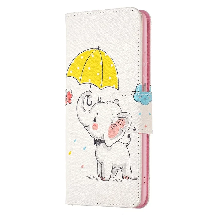 Per Samsung Galaxy A13 4G / A13 5G / A04 4G (164,4 x 76,3 x 9,1 Mm) Copertina di Pellicola PU Peth Covere Peth - Ombrello ed Elefante